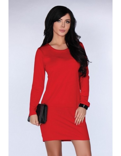 Dress women's mini with long sleeve red, Merribel cg005