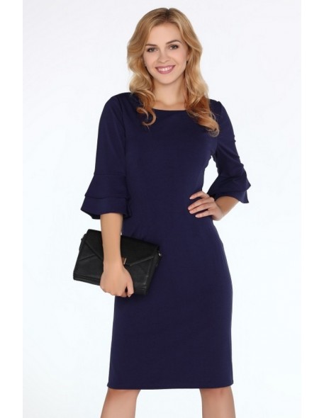 Keretemin dress women's midi sleeves with falbanami navy blue, Merribel fz1738