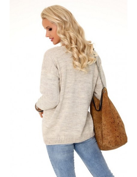 Margitam sweater ladies' with neckline in V-neck beige, Merribel