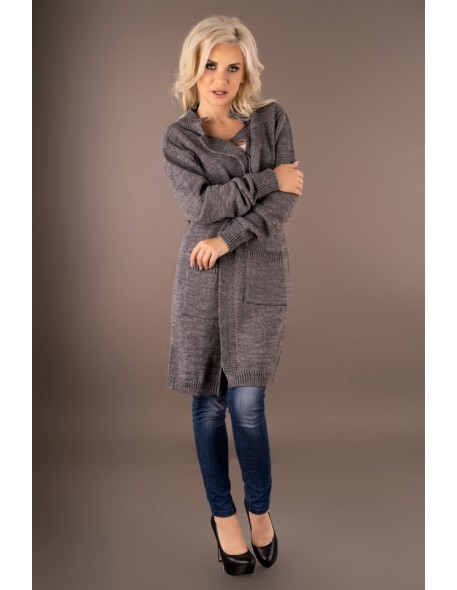 Elwiran kardigan ladies' gładki with pockets grey, Merribel