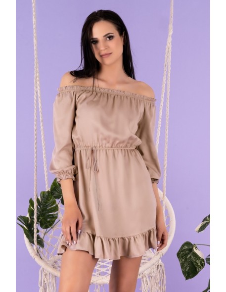 Rimiama dress women's mini with odsłoniętymi ramionami mocca, Merribel d142