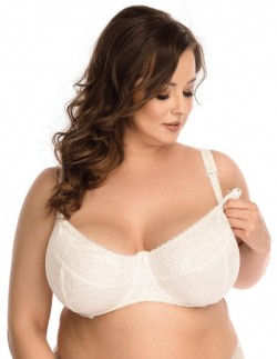 Nursing bra, lace overlay, small dots, B to H-cup