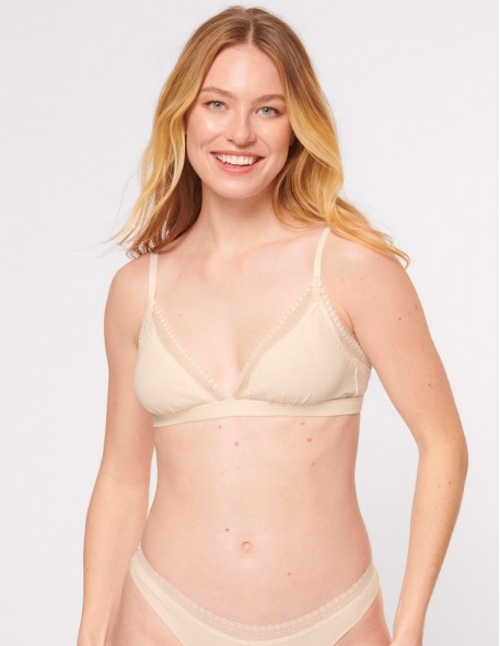 Biustonosz braletka Sloggi Go Ribbed bralette Kremowy