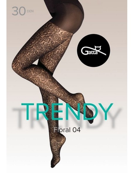 Tights plus size Gatta Floral 04 30 den patterned 