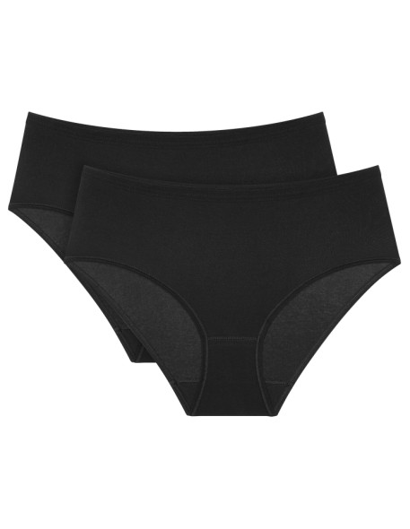 High waisted panties Triumph Sense Of Cotton Midi 2P black 2 pack