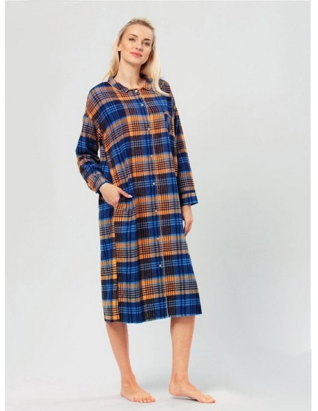 Women's checkered cotton nightgown Key LND 482 plus size 