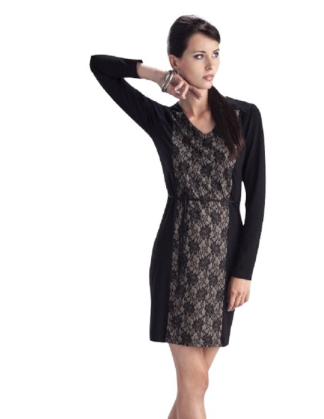 Black koronkowa dress with long sleeve Lookat