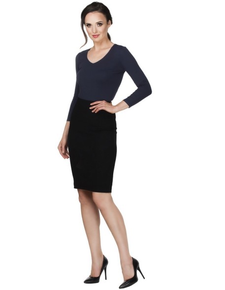 Navy blue blouse women's caro with long sleeve Lookat