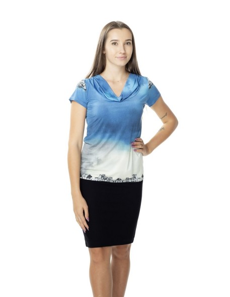 Blue blouse women's with short sleeve Lookat