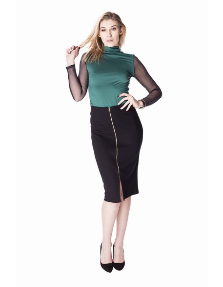 Black pencil skirt skirt rita with złotym suwakiem Lookat