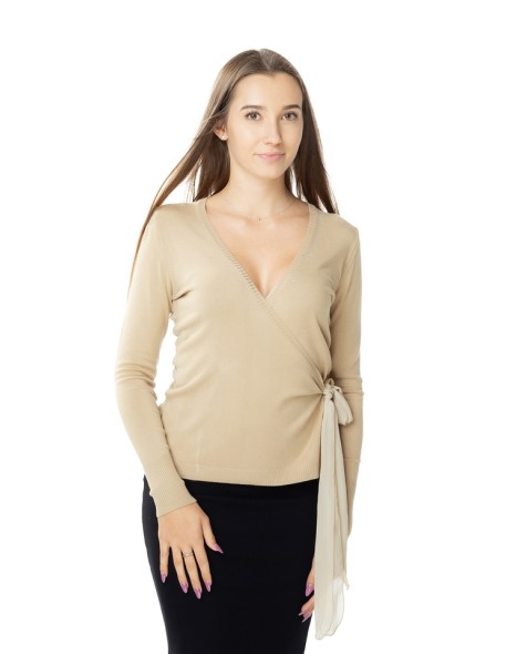 Beige sweater ladies' wiązany Lookat